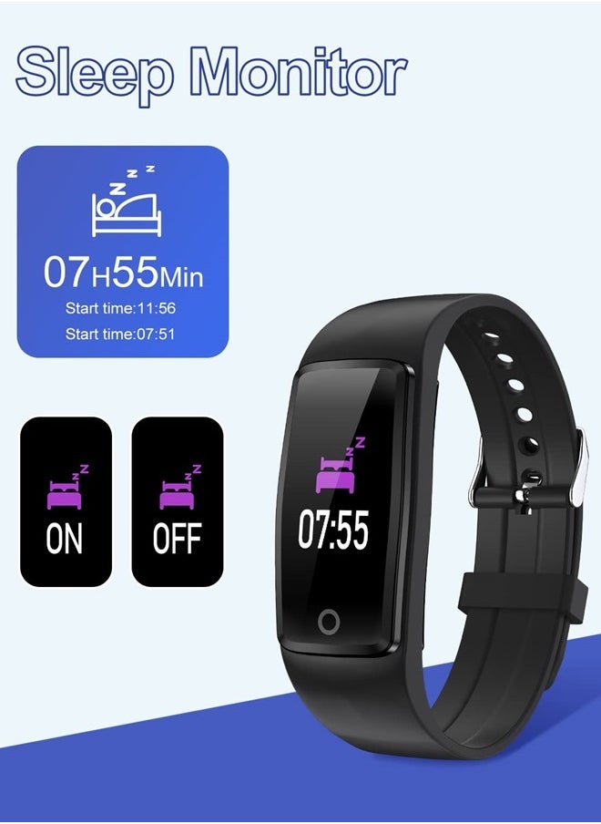 GRV - Fitness Tracker Non Bluetooth Fitness Watch No App No Phone Required Waterproof Pedometer Watch with Steps Calories Counter Sleep Tracker for Men Women Parents (Black) - Image 1