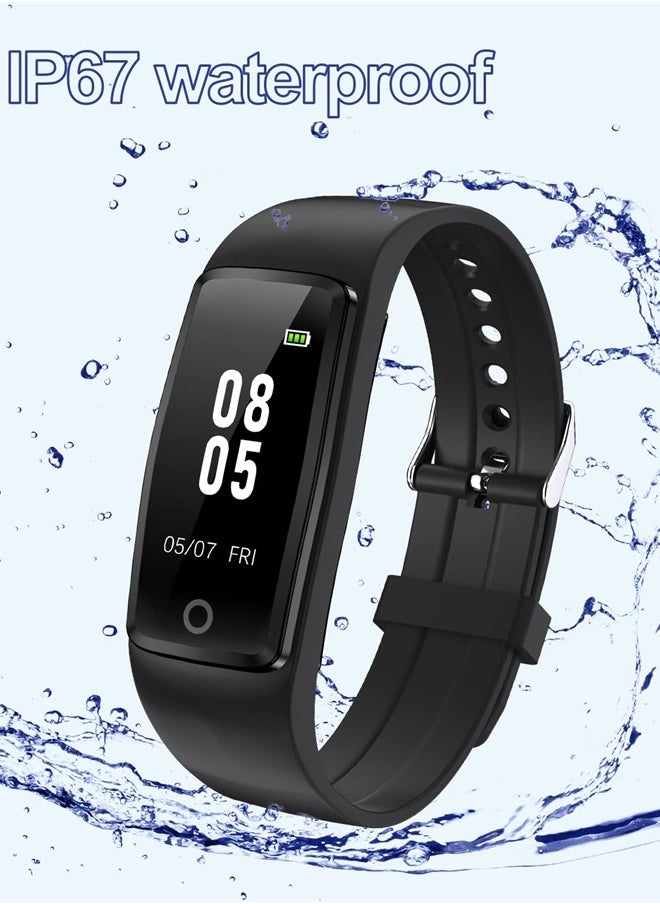 GRV - Fitness Tracker Non Bluetooth Fitness Watch No App No Phone Required Waterproof Pedometer Watch with Steps Calories Counter Sleep Tracker for Men Women Parents (Black) - Image 1