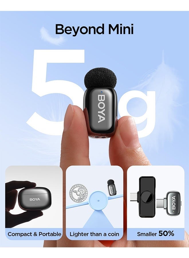 BOYA Mini 2 Wireless Lavalier Microphone for iPhone, Android, 2 Ultra Mini Mic with Noise Reduction, Lapel Microphone for Vlogging TikTok YouTube Content Creators-Space Gray - Image 3
