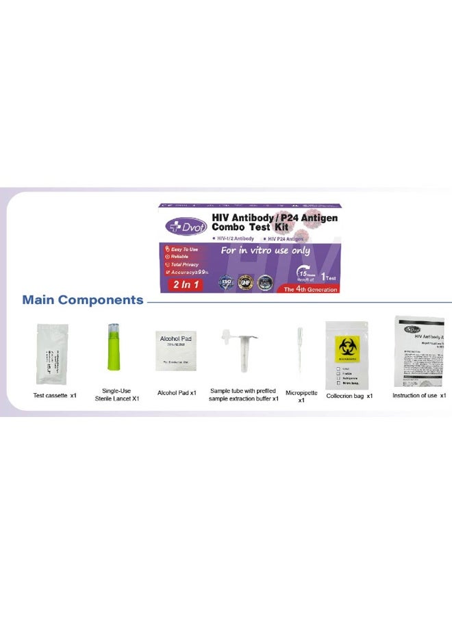 Dvot - HIV Antibody，P24 Antigen Combo Test Kit For Home Use And Clinic Use， Results Are Available In 15 Minutes - Image 1
