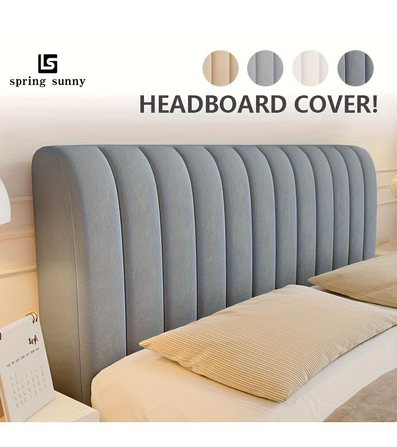 Quilted Khaki Headboard Cover for Full Size Bed Washable Protector Thickened Slip - Image 1