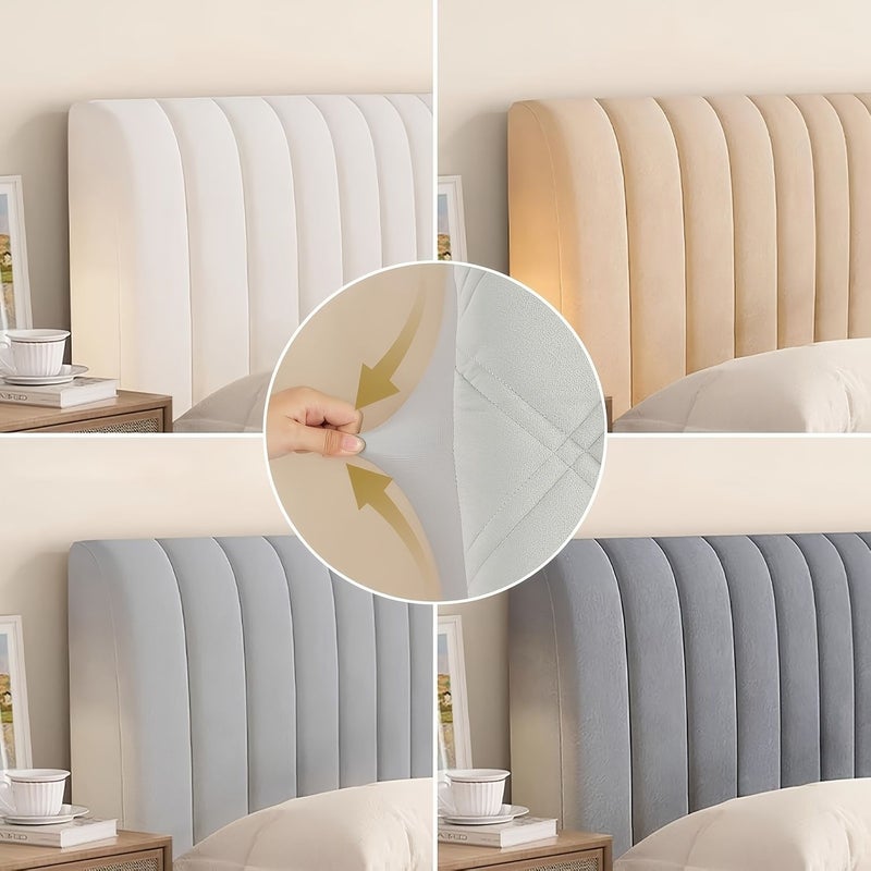 Quilted Khaki Headboard Cover for Full Size Bed Washable Protector Thickened Slip - Image 2