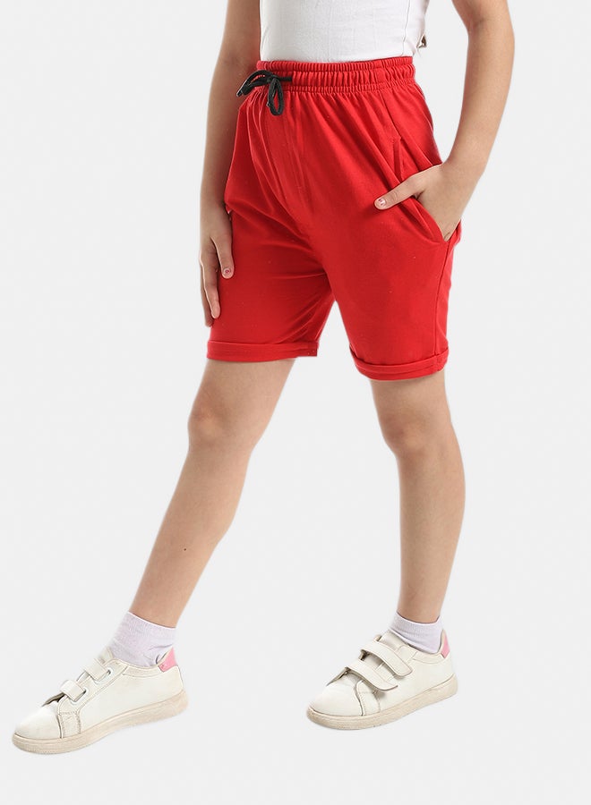 Andora Elastic Waist With Drawstrings Shorts _ Red - Image 3