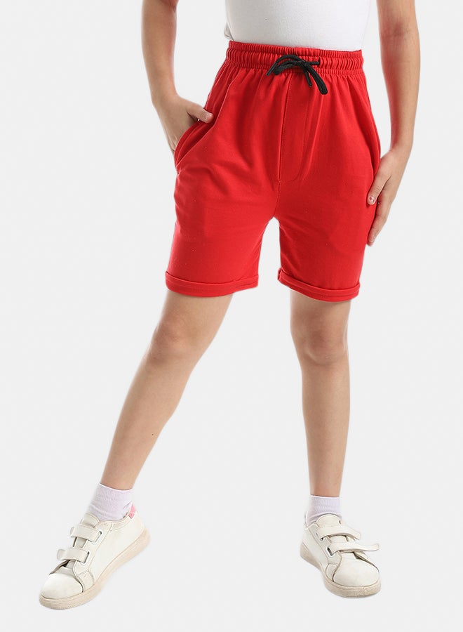 Andora Elastic Waist With Drawstrings Shorts _ Red - Image 2