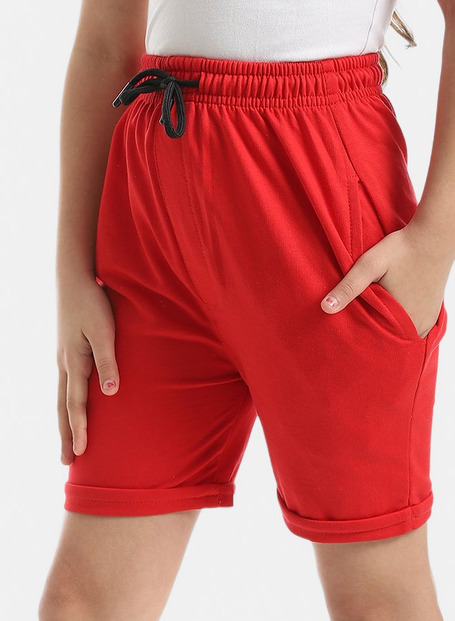 Andora Elastic Waist With Drawstrings Shorts _ Red - Image 1