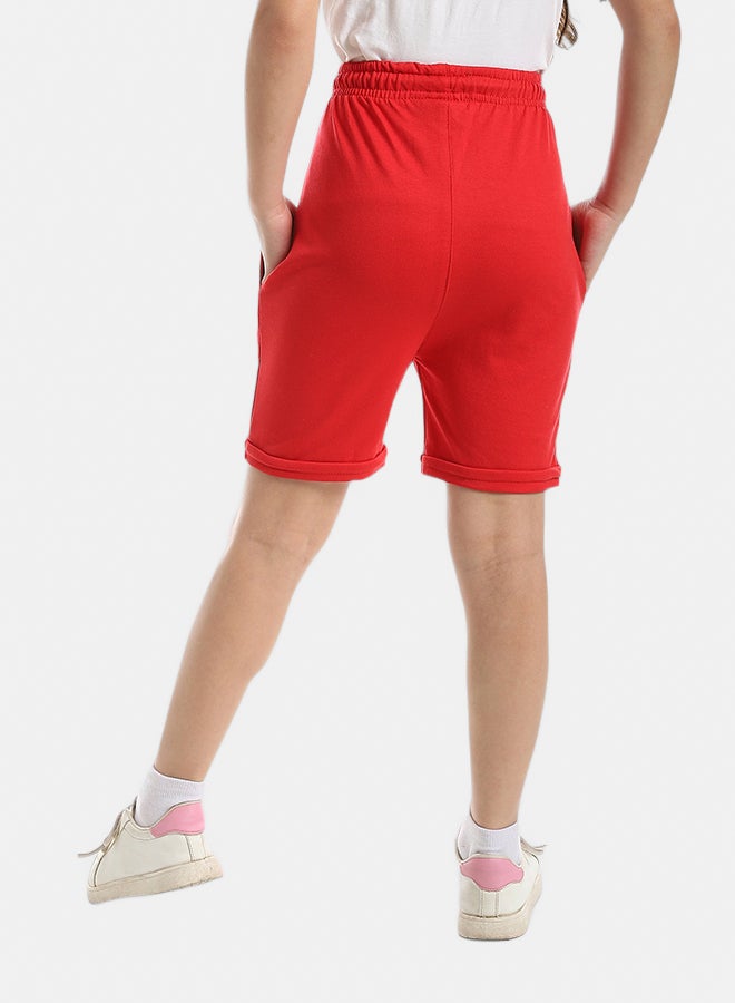 Andora Elastic Waist With Drawstrings Shorts _ Red - Image 4