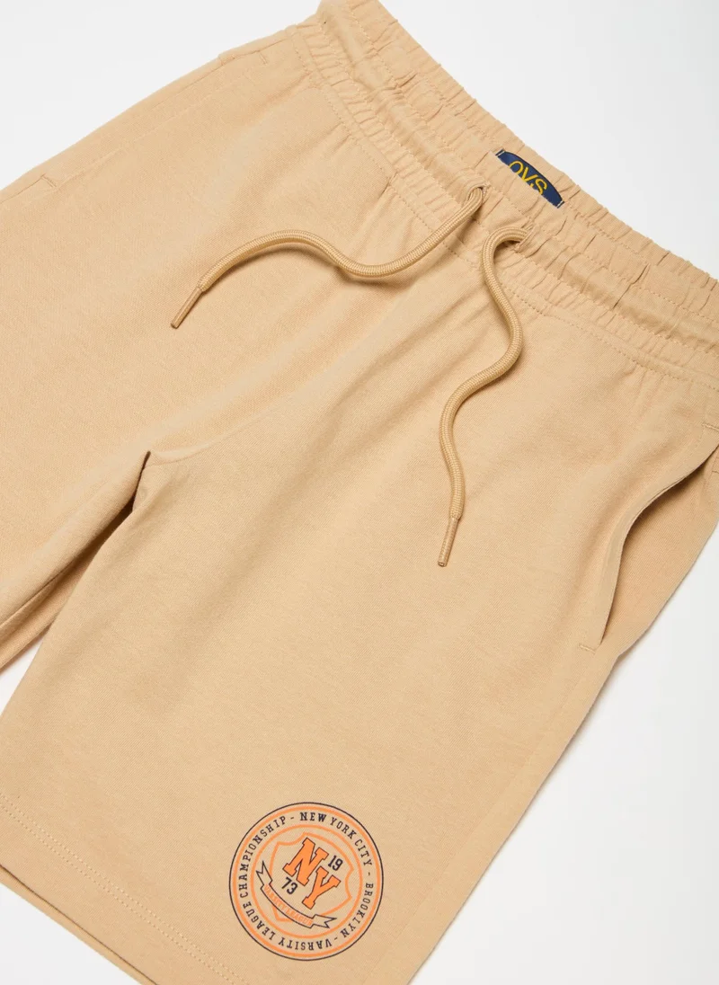 Ovs Fleece Bermuda Shorts With Drawstring And Print
