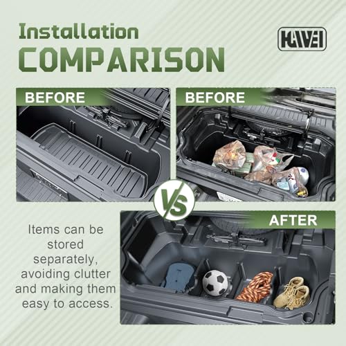 HGWEI Trunk In-Bed Dividers Compatible with 2017-2026 Honda Ridgeline Accessories Trunk Cargo Organizer Tailgate Rear Insert Compartment Tray (3Pcs) - Image 4