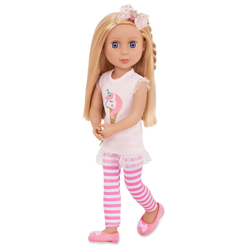 Glitter Girls Lacy 14 Inch Doll Wearing Pink Tunic, Striped Leggings, Hair Bow And Ballet Shoes - Dolls For 3+ Year Old Girls - Image 1