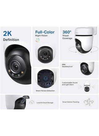 كاميرا مراقبة خارجية TP-Link Tapo C510W، كاميرا WiFi IP، كاميرا WiFi بزاوية 360¬∞، دقة 2K، رؤية ليلية بالألوان الكاملة، IP65 مقاومة للماء، تتبع ذكي للحركة، صوت ثنائي الاتجاه - view 2