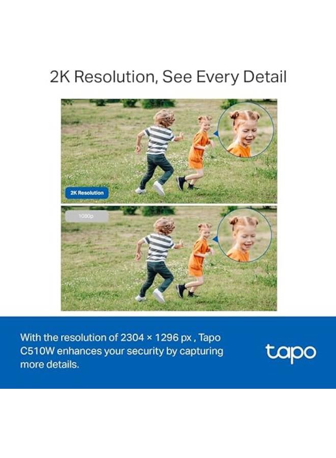 TP-Link Tapo C510W Outdoor Surveillance Camera, WiFi IP Camera, 360° Pan/Tilt WiFi Camera, 2K Resolution, Full Colour Night Vision, IP65 Waterproof, Intelligent Motion Tracking, Two-Way Audio - Image 4