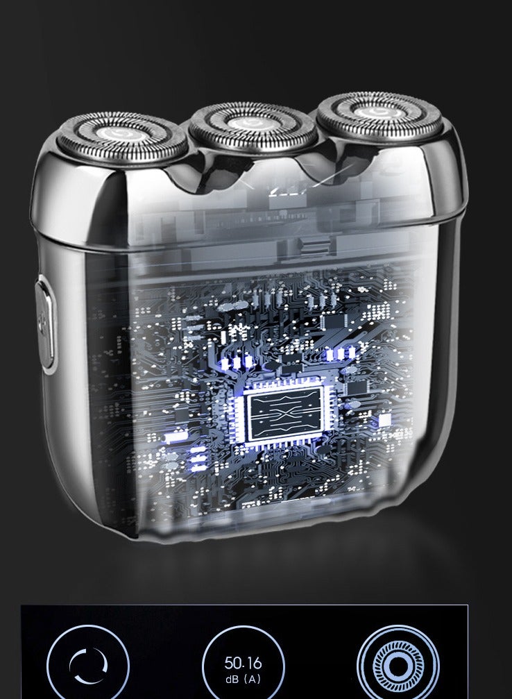 ماكينة حلاقة صغيرة محمولة للسفر للرجال، حجم الجيب صغير USB نوع C ماكينة حلاقة كهربائية رطبة وجافة، حلاقة احترافية قابلة للغسل في الوجه، ماكينة حلاقة مضغوطة مقاومة للماء قابلة لإعادة الشحن للرجال - Image 5