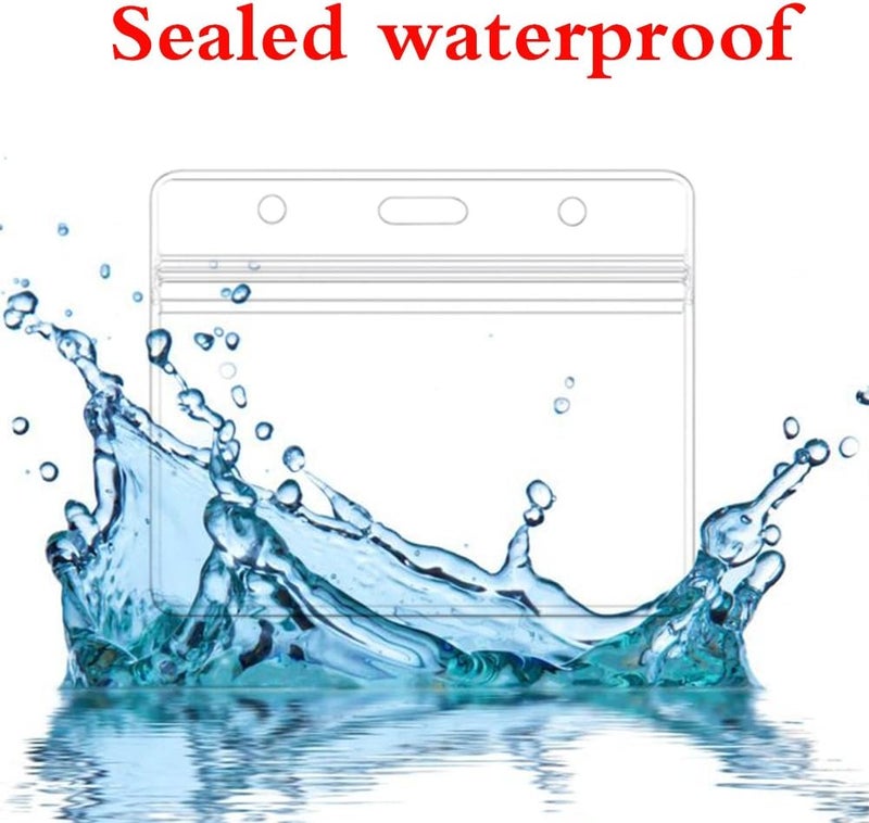 KingSom Horizontal Badge Holders Sealable Waterproof Clear Plastic Name Tag ID Card Holder (12Pcs) - Image 4