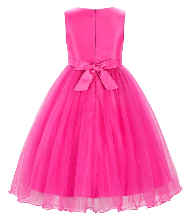 Uhnice Sequin Sleeveless Tulle Mesh Flower Girl Party Dress (5, Rose) - Image 3