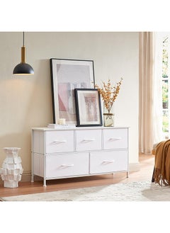 SKY-TOUCH SKY-TOUCH Storage Cabinet : Bedroom Dresser with 5 Drawers Wide Storage Chest with Removable Fabric Bins Storage Organizer Unit for Living Room Entryway Hallway Nursery Kids Room  - Image 2