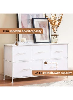 SKY-TOUCH SKY-TOUCH Storage Cabinet : Bedroom Dresser with 5 Drawers Wide Storage Chest with Removable Fabric Bins Storage Organizer Unit for Living Room Entryway Hallway Nursery Kids Room  - Image 3