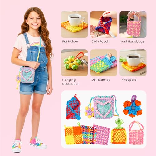 PP OPOUNT Weaving Loom Kit for Kids & Adults, 432 Craft Loops Potholder Loom Kit for Girls Ages 6 7 8 9 10 11 12, DIY Arts and Craft Kit for Beginners Making Potholders, St. Patrick Day Gifts for Kids - Image 5