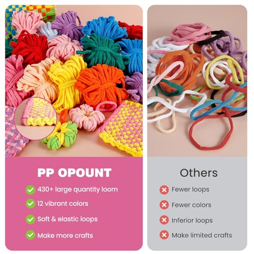 PP OPOUNT Weaving Loom Kit for Kids & Adults, 432 Craft Loops Potholder Loom Kit for Girls Ages 6 7 8 9 10 11 12, DIY Arts and Craft Kit for Beginners Making Potholders, St. Patrick Day Gifts for Kids - Image 4