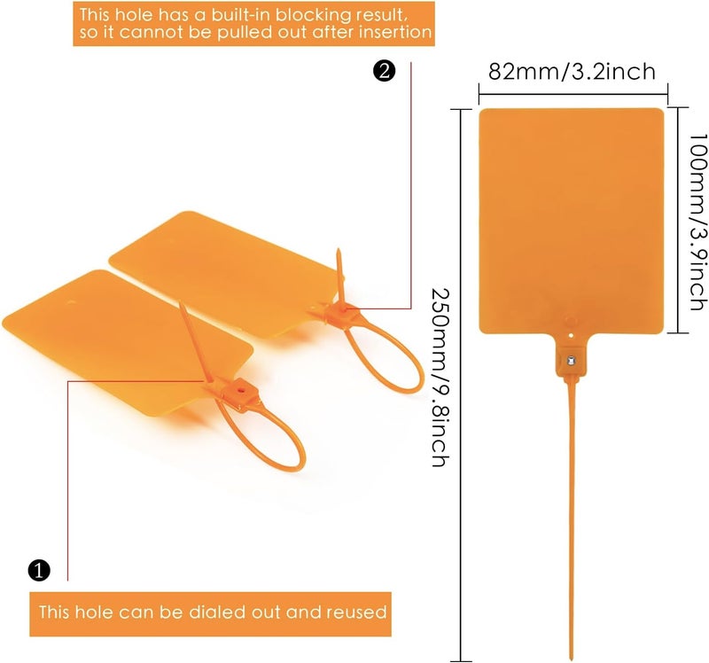 Coobbar Durable Waterproof Plastic Shipping Tags, 200-Pack, Writable Security Seals, Labeling Hang Tags & Marker Ties for Storage (Orange) - Image 2