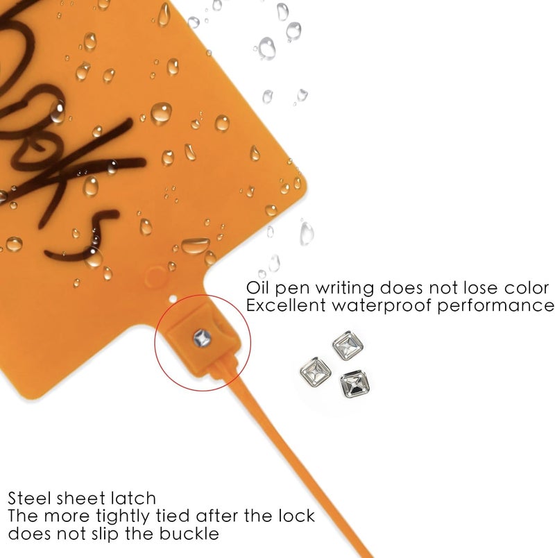 Coobbar Durable Waterproof Plastic Shipping Tags, 200-Pack, Writable Security Seals, Labeling Hang Tags & Marker Ties for Storage (Orange) - Image 3