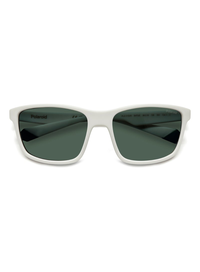Polaroid Men's Polarized Rectangular Shape  Sunglasses PLD 2153/S GREEN 42 - Lens Size: 42.3 Mm - Matt White - Image 4