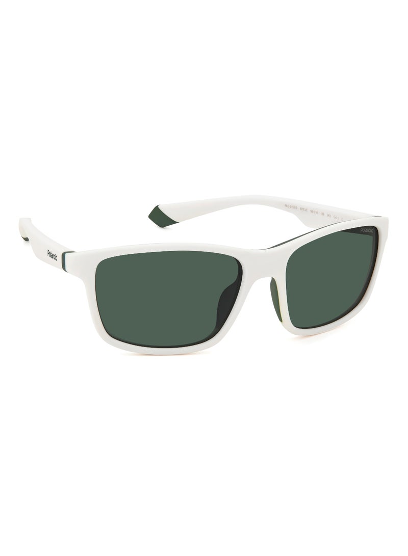 Polaroid Men's Polarized Rectangular Shape  Sunglasses PLD 2153/S GREEN 42 - Lens Size: 42.3 Mm - Matt White - Image 2