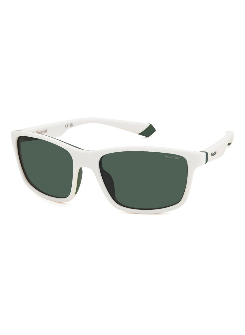 Polaroid Men's Polarized Rectangular Shape  Sunglasses PLD 2153/S GREEN 42 - Lens Size: 42.3 Mm - Matt White - Image 1