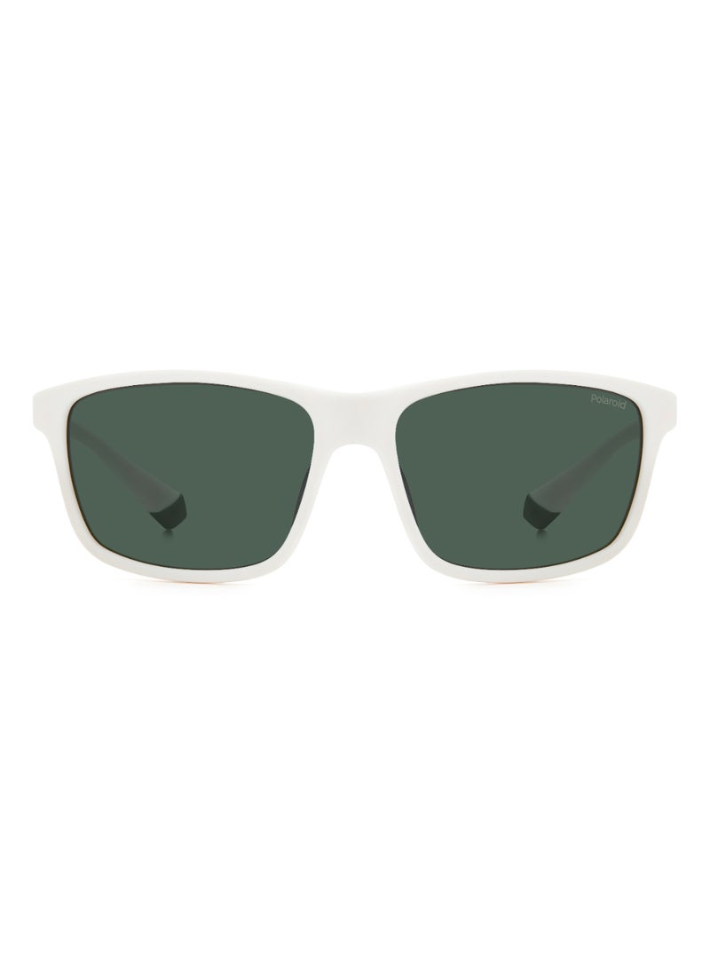 Polaroid Men's Polarized Rectangular Shape  Sunglasses PLD 2153/S GREEN 42 - Lens Size: 42.3 Mm - Matt White - Image 3