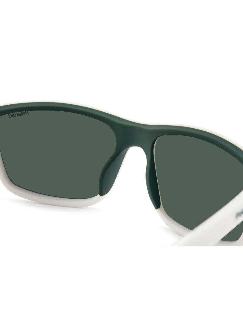 Polaroid Men's Polarized Rectangular Shape  Sunglasses PLD 2153/S GREEN 42 - Lens Size: 42.3 Mm - Matt White - Image 5