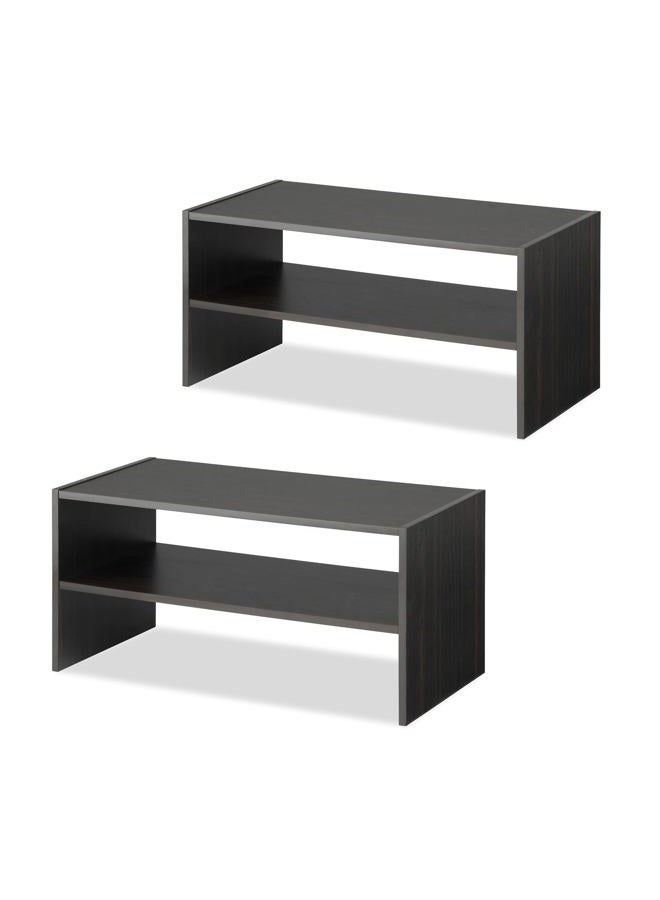 Whitmor Stackable 31" Extra Wide 2-Shelf Storage Organizer, Espresso，2 Pack - Image 1