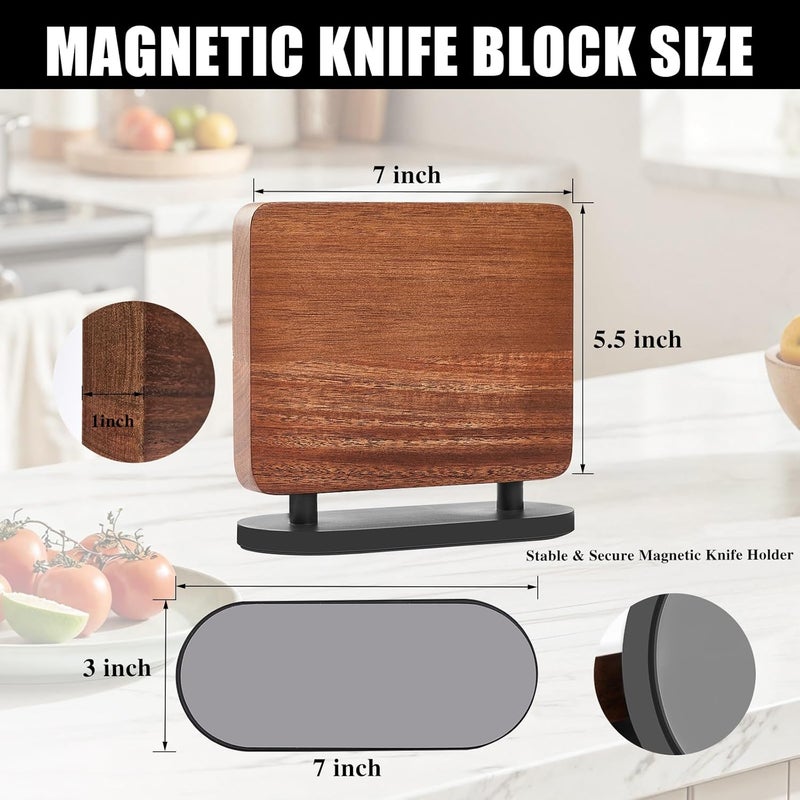 iutgin 4-Piece Serrated Steak Knife Set with Magnetic Knife Holder, Japanese High-Carbon Stainless Steel Steak Knife & Double-Sided Magnetic Knives Stand for Kitchen Counter - Image 4