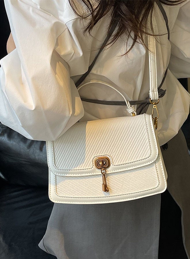 JCB CHIC حقيبة كتف جلدية من جلد البولي يوريثان متعددة الاستخدامات للسيدات، حقيبة كتف مائلة متقاطعة مائلة ذات سعة كبيرة أنيقة (1169 أبيض) - Image 1