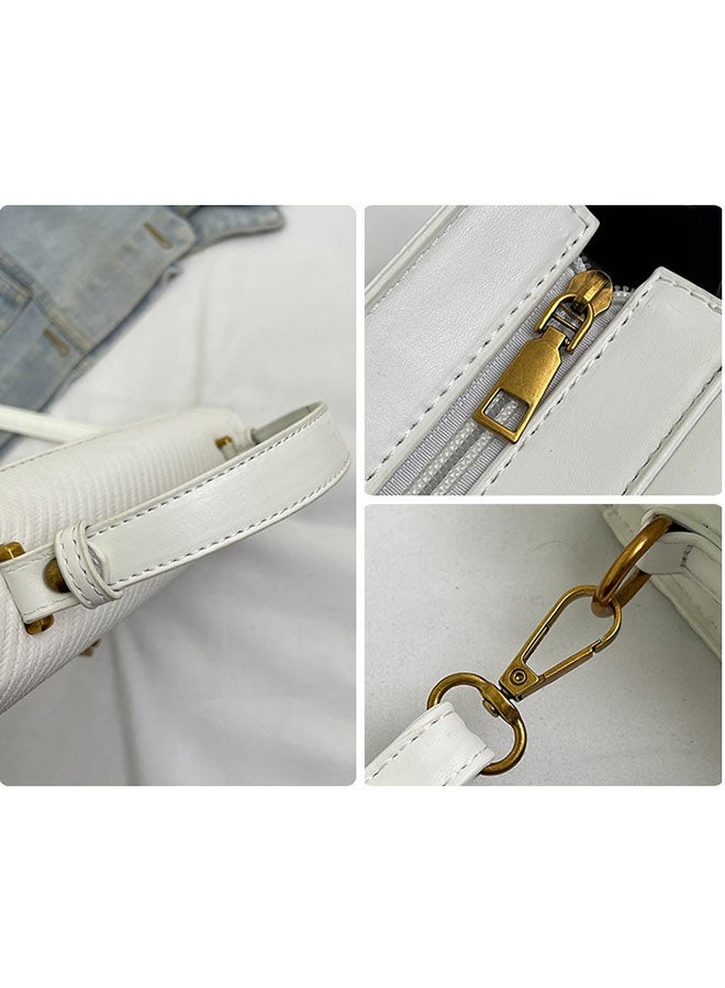 JCB CHIC حقيبة كتف جلدية من جلد البولي يوريثان متعددة الاستخدامات للسيدات، حقيبة كتف مائلة متقاطعة مائلة ذات سعة كبيرة أنيقة (1169 أبيض) - Image 5