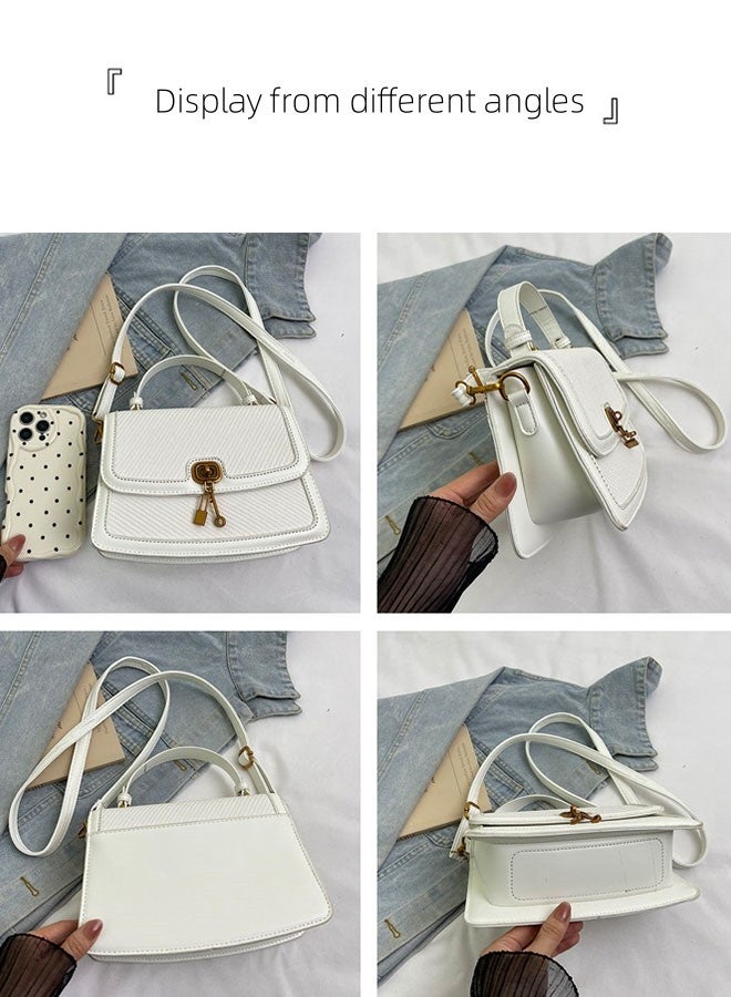 JCB CHIC حقيبة كتف جلدية من جلد البولي يوريثان متعددة الاستخدامات للسيدات، حقيبة كتف مائلة متقاطعة مائلة ذات سعة كبيرة أنيقة (1169 أبيض) - Image 4