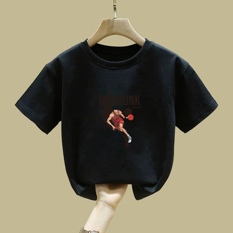 2381# Boys Short-Sleeved T-Shirt Cotton Middle-Large Boys Autumn Children'S All-Match Casual Top - Image 1