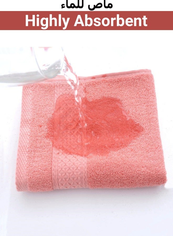 4-Piece Cotton Towels Set, (2 x Hand Towels, 1x Wash Cloth, 1 x Bath Towel) Pink Extra Soft Plush Towels Highly Absorbent Towels for Bathroom, Apartment, Guest Bath and More  - Image 4