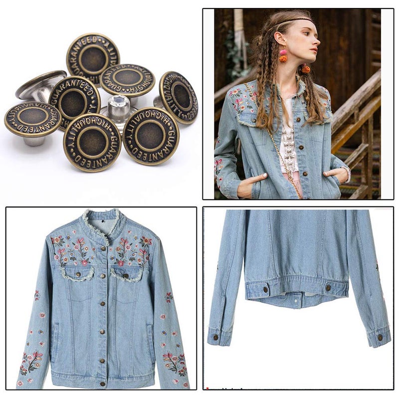 Enosea 17Mm Brass Jean Button Replacement  Enosea No Sew Tack Buttons 12 Set - Image 5