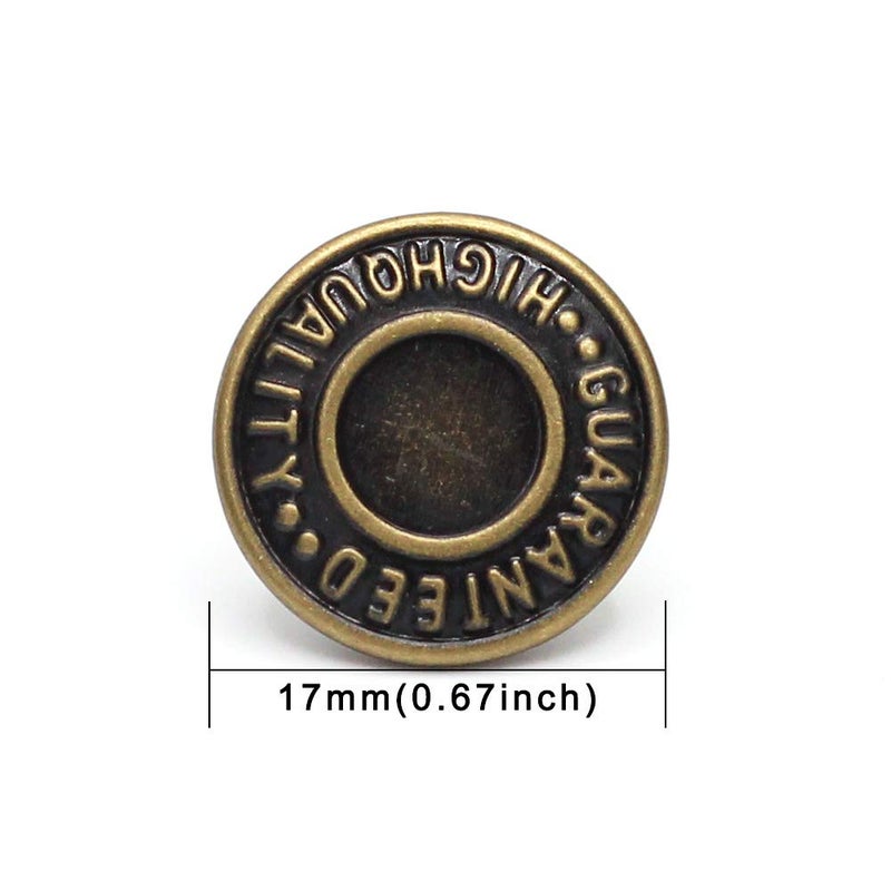 Enosea 17Mm Brass Jean Button Replacement  Enosea No Sew Tack Buttons 12 Set - Image 3