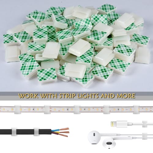 GooChan Strip Light Mounting Clips Self-Adhesive Strip Brackets Holder,100Pack Clamps Fix Light Strip 8mm 10mm 12mm (for 10mm(3/8") Wide Strip Light) - Image 5