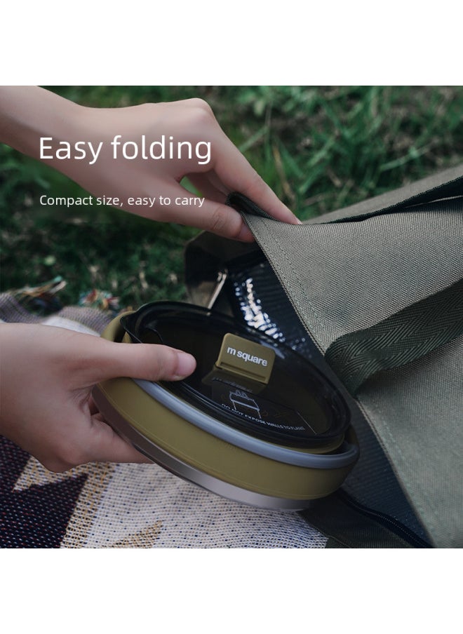 Generic - M Square Silicone Folding Kettle Portable Outdoor Camping Open Fire Coffee Tea Card Stove Cookware-Color:Black Medium Bowl (500ml)-Capacity:Custom - Image 1