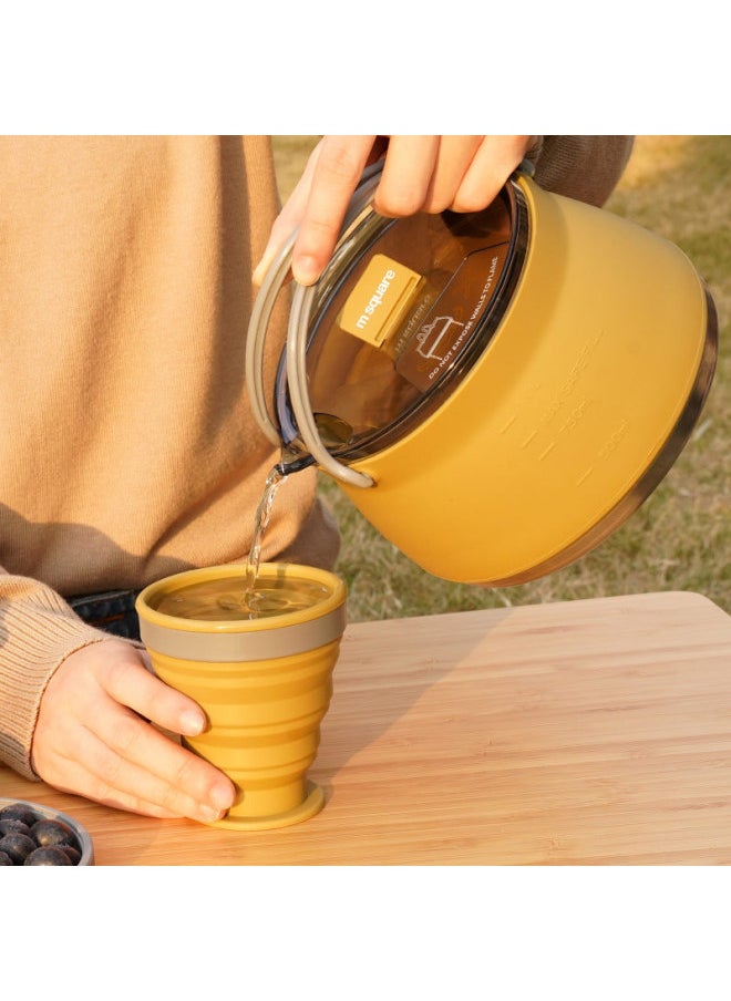 Generic - M Square Silicone Folding Kettle Portable Outdoor Camping Open Fire Coffee Tea Card Stove Cookware-Color:Black Medium Bowl (500ml)-Capacity:Custom - Image 1