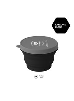 M Square Silicone Folding Kettle Portable Outdoor Camping Open Fire Coffee Tea Card Stove Cookware-Color:Black Medium Bowl (500ml)-Capacity:Custom