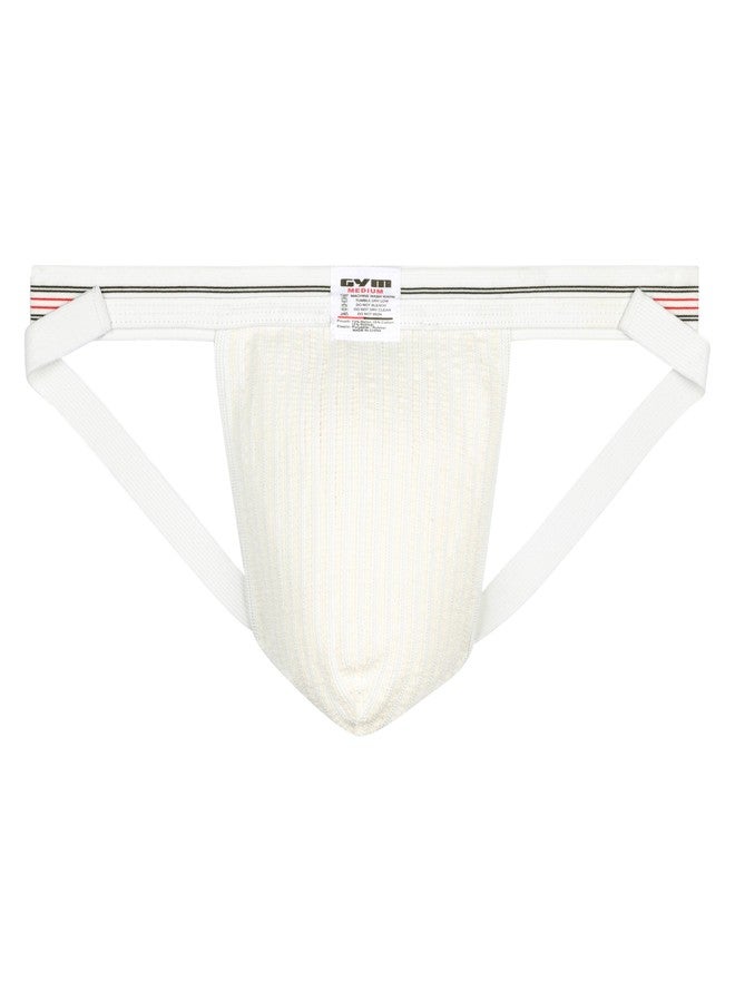 GYM Old School Swim/Run Jockstrap with 1" Waistband (Medium, White) - Image 4