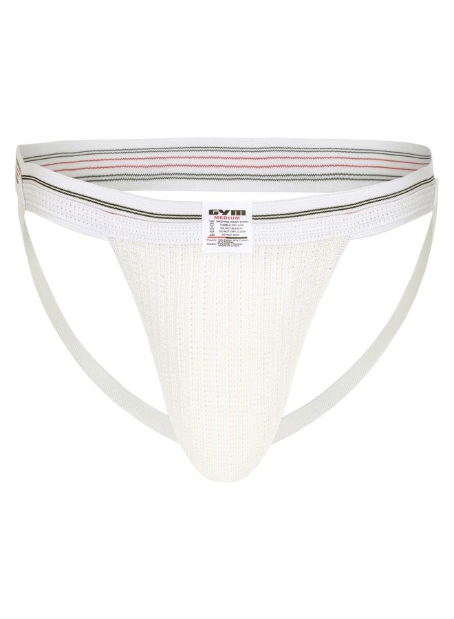 GYM Old School Swim/Run Jockstrap with 1" Waistband (Medium, White) - Image 3
