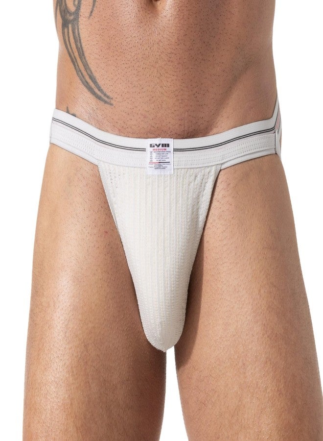 GYM Old School Swim/Run Jockstrap with 1" Waistband (Medium, White) - Image 2