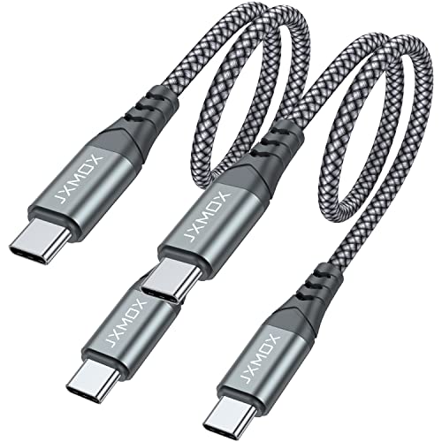 JXMOX Short USB C to USB C Cable 60W, (2 Pack 1ft) Type C Fast Charging Cord Charger Compatible with iPhone 17 16 15 Pro Max, MacBook Pro, iPad Pro Air 4, Samsung Galaxy S25 S24 S23 S22 Ultra (Grey) - Image 1