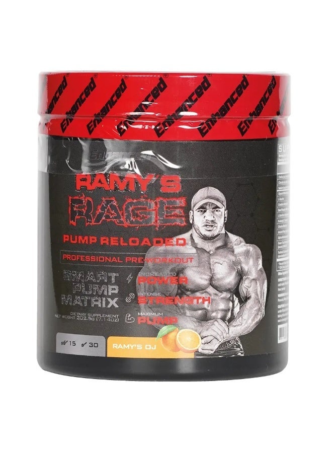 ENHANCED RAMYS RAGE PUMP RELOADED STIM-FREE PRE-WORKOUT ORANGE JUICE 30 servings - Image 1