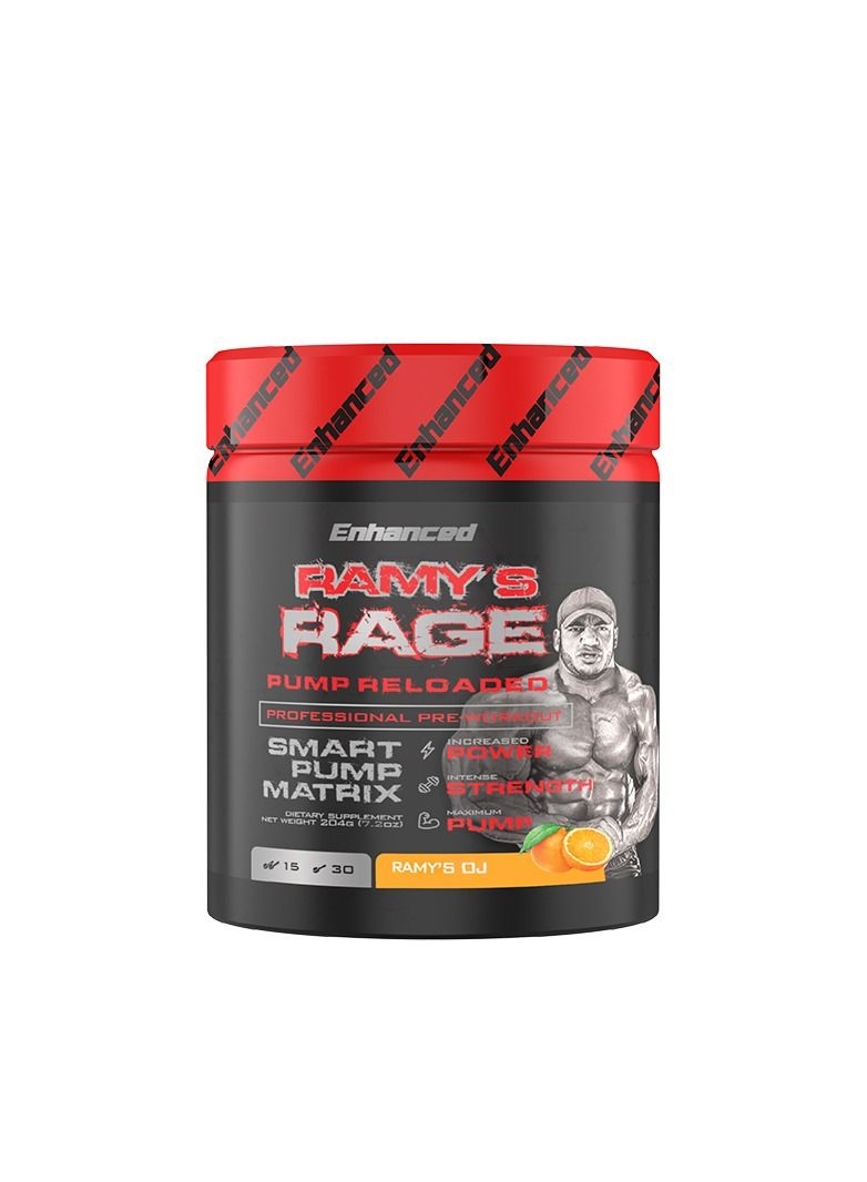 ENHANCED RAMYS RAGE PUMP RELOADED STIM-FREE PRE-WORKOUT ORANGE JUICE 30 servings - Image 2