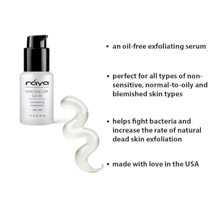 Raya Glycolic Gel GX-50 | Face Exfoliator & Serum | Against-Wrinkle Facial Serums with AHA for Oily & Break-Out Skin | Clears Blemishes, Reduces Oiliness & Fine Lines - Image 3