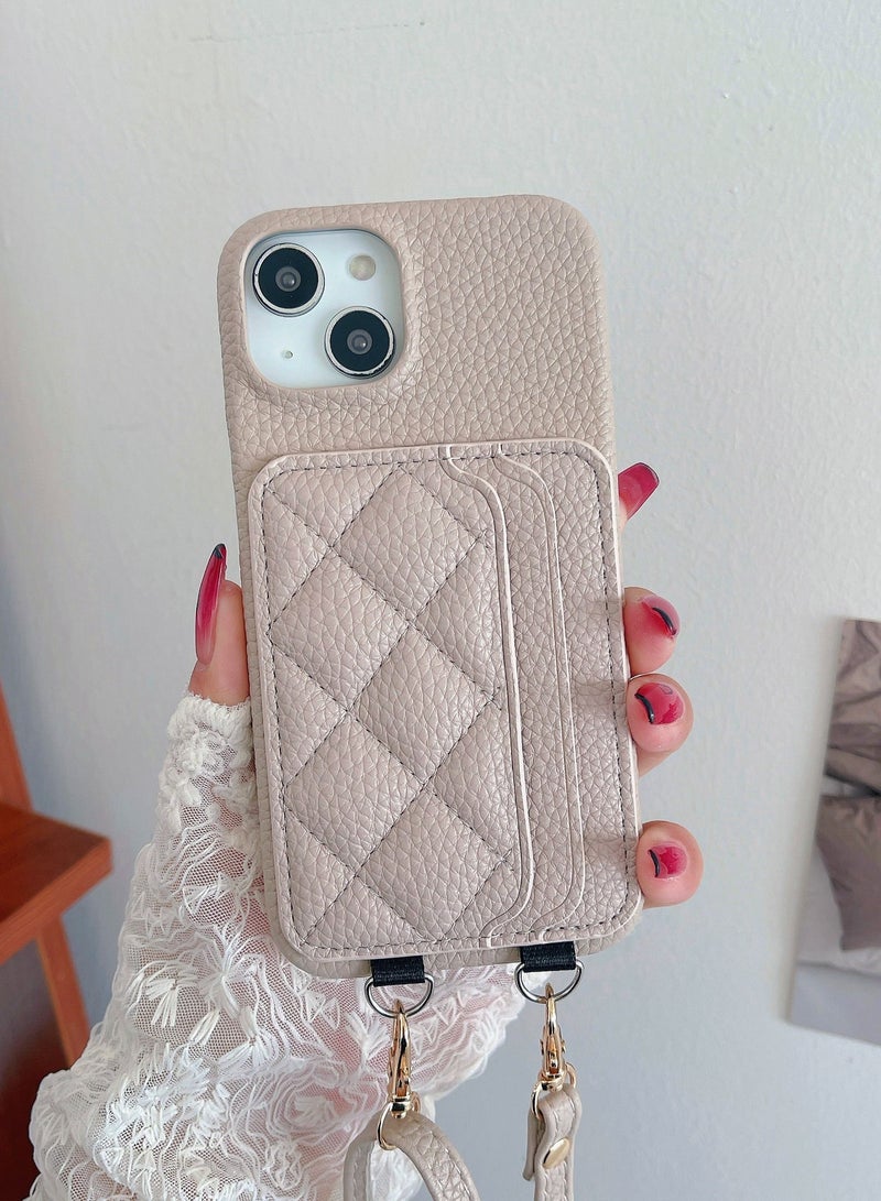 Suteni Crossbody Strap Back Cover Card Slots Leather Phone Case for iPhone